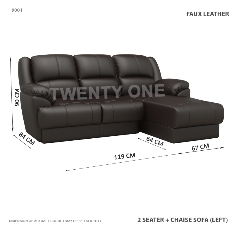 9001 2S+ L   2 SEATER WITH CHAISE FAUX LEATHER SOFA 1 C